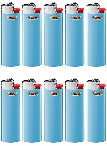 J26 Maxi Original Feuerzeug einfarbig/Gemischt Kindersicherung Ständer Aufsteller (Hellblau, 10)