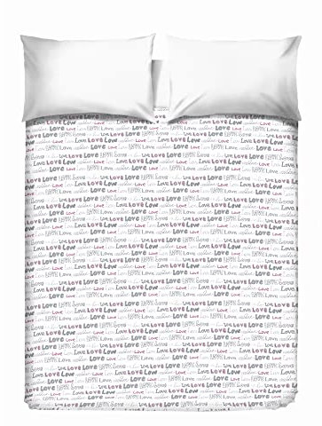 PENSIERI DELICATI Copriletto Matrimoniale 260 x 280 cm, Telo Singolo 100% Cotone Pique, Ideale Come Arredo, Coperta Salva Letto 2 Piazze, Fantasia Love Love Rosa, 100% Made in Italy