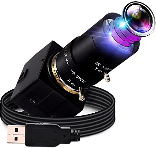 G Varifocal Caméra USB 10X Zoom Optique Webcam Varifocus 5-50 mm 2448P Zoom Webcam 8MP avec IMX179, webcams Windows Mac Linux réglables