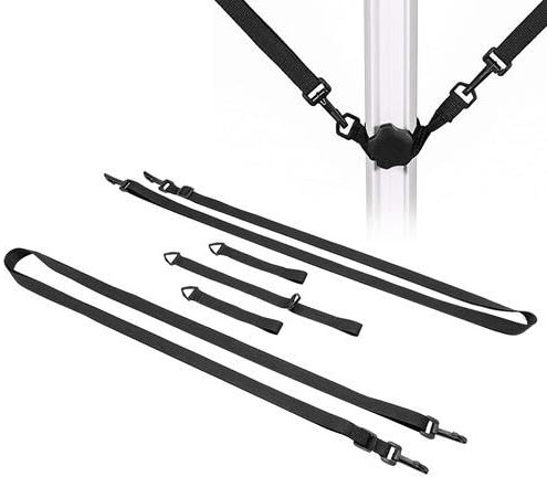 komsoup Fixed Strap For Cantilever Parasol - Wind Safety Secure Straps Fixing Kit | Adjustable Wind Lock For Cantilever Parasols 144 To 275cm, Weatherproof Cantilever Parasol Tie Back With Hooks