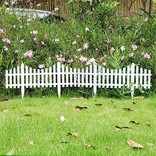 Lot de 4 bordures de jardin blanches décoratives en plastique pour pelouse et parterres de fleurs