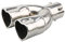 Embout Echappement Double,iSpchen Embout d'échappement Tuyau Echappement Universel Tuyau d'échappement Inox Sortie d Echappement Double Embout Silencieux d'échappement Embout Echappement 63MM