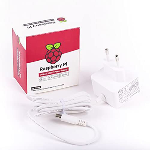 Iiunius Raspberry Pi - Adaptador de alimentación oficial para Pi 4 modelo B (Pi 4B), 15,3 W, 5,1 V, 3 A, USB-C (interfaz USB tipo C), con cable de 1,5 M, color blanco