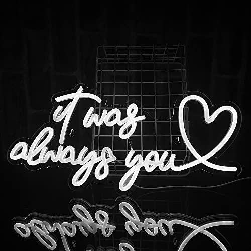 PILOYINDE It Was Always You romantisches LED Schild Hochzeit Neon sign,Verlobungsgeständnis Wandbehänge Leuchtreklame,personalisiertes Neon schild für romantische Atmosphäre,USB Acryl LED Wand