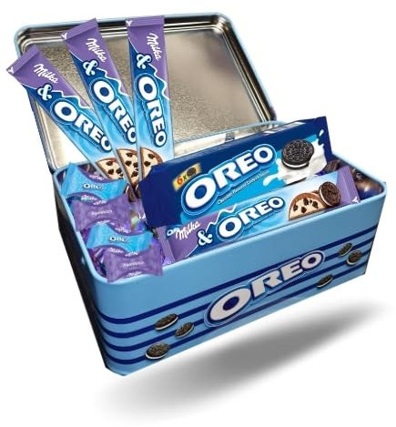 OREO | Assortiment de chocolats Milka, biscuits et barres chocolatées Oréo dans une boite COLLECTOR | Un Concentré de Gourmandises à Partager ou à Offrir pour un Anniversaire, Noël