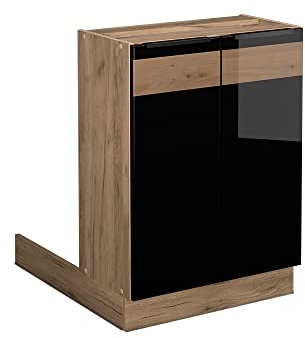 Vicco Armoire de Toilette Fame-Line, Chêne Noir Brillant/chêne doré, 60 x 81.6 cm sans Plan de Travail