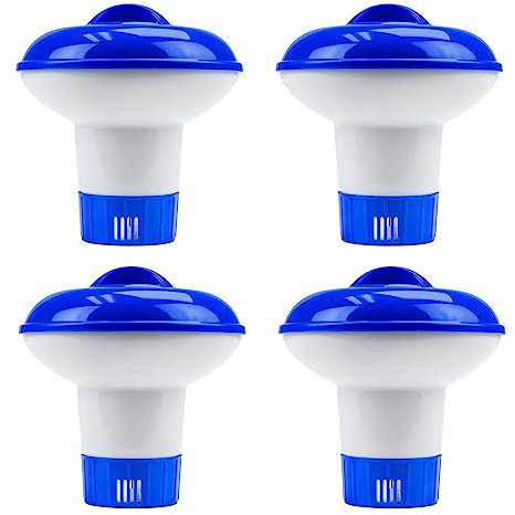 5 Inch Removable Floating Chlorine Tablets Dispenser, Adjustable Pool Chlorine Tablets Granules Dispenser Floater, Chlorine Tablet Dispenser for Hot Tub Swimming Pool Paddling Pool Water Parks 4PCS
