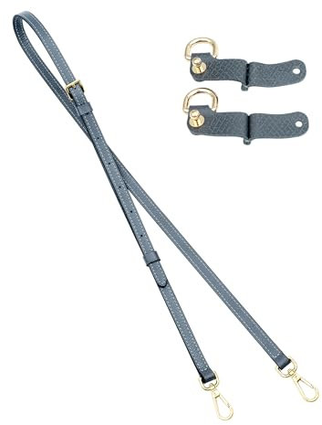 Senral Echtes Leder Grau Schulterriemen Trageriemen Handtaschengurt Ersatz Kompatibel mit Longcham Le Pliag Pouches Conversion Kit Crossbody Schultergurt mit Goldener Schnalle (Gray+Gold HW)