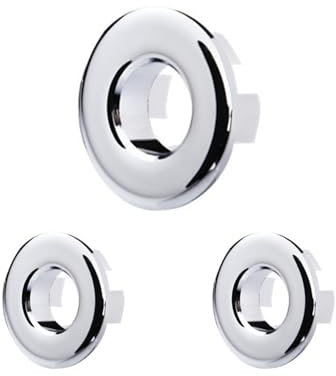 3 Pcs Sink Overflow Caps, Copper Round Basin Hole Cover, Drain Sink Overflow Ring for Kitchen, Hand Basins (Bright Silver)