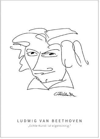 Für Ludwig van Beethoven Fans. Karikatur Postkarte