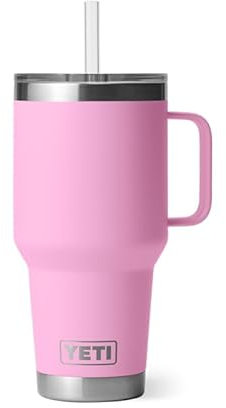 YETI Rambler Straw Mug, Stainless Steel Vacuum Insulated Mug with Stronghold Lid, Power Pink, 35 oz (1035 ml)