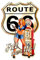 DiiliHiiri Schild Route 66 – Route 66 Metallschild Vintage Garage (40 x 27 cm) – Pin-up Metallschild Retro antiker Stil – Dekoration für Bars – Vintage Bleche – Werkstatt Garage – (9553)