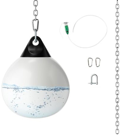 KOMFOTTEU Sacco da boxe per boxe, sacca da allenamento, riempibile, 50 kg, con tubo dell'acqua, catena in metallo e moschettone, sacchetto speciale per adulti e ragazzi (bianco)