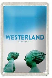 FEMER Blechschild Reise 12x18cm Westerland Urlaub Sylt Reisende Dekoration