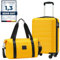 COOLIFE Valise cabine 55 x 35 x 20 cm pour compagnie aérienne Ryanair Bagage à main Bagage cabine Valise rigide légère avec serrure TSA et 4 roues rotatives, jaune/noir, 55×35×20cm -Set 2tlg, Valise