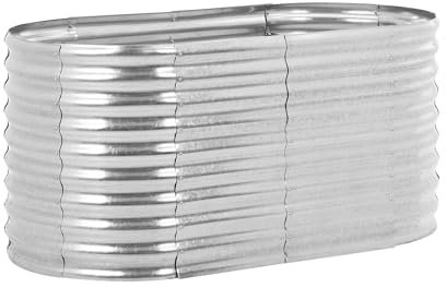 Uniprodo Uni_MGRS_04 Jardinière surélevée en métal ovale en acier galvanisé résistant aux intempéries pour balcon, terrasse ou jardin, parterre d'herbes aromatiques, potagers