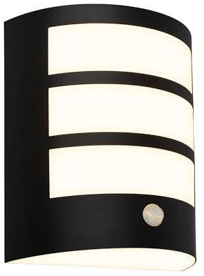 BRILONER - LED Wandleuchte ohne Stromanschluss mit Bewegungsmelder, Dämmerungssensor, 20 sek. Timer, Wandlampe Akku, Wandbeleuchtung außen, Außenleuchte, Outdoor Lampe, 18x15x7 cm, Schwarz