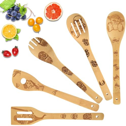 Holzkochlöffel, Star War Geschenke Premium-Qualität Holzlöffel Kochen Kochlöffel Personalisiert Einweihungsgeschenk zum Wars Deko Kochen Küchenzubehör