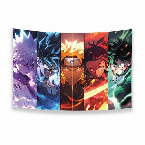 Anime-Collage-Wandteppich, hochwertige HD-Farben, Anime-Raumdekoration, Anime-Wandkunst für Schlafzimmer, Anime-Tapete, Poster, Anime-Merch, 152,4 x 101,6 cm