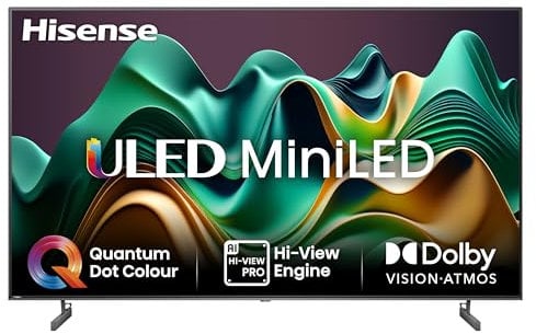 Hisense TV 75 Mini-LED 4K 75U62NQ, Smart TV VIDAA U7, Dolby Vision IQ, HDR 10+ Adaptive, Game Mode Plus, Alexa Built-in, VIDAA Voice, Tuner DVB-T2/S2 HEVC 10, lativù 4K
