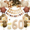 60. Geburtstagdeko Frauen Männer, 60 Jahre Braun Beige Ballon Arch Kit mit Happy Birthday Banner, Cake Topper, Geburtstag Zahlen Luftballon 60, Folienballon, Party Deko für 60 Geburtstag
