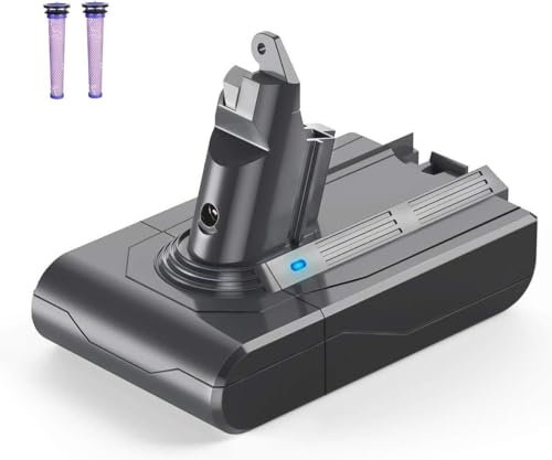 V6 Akku, Ersatzakku für Dyson V6 DC62 DC59 DC58 DC61 DC72 DC74 Animal SV03 SV04 SV05 SV06 SV07 SV09 Staubsauger mit 2 Pack Vorfilter