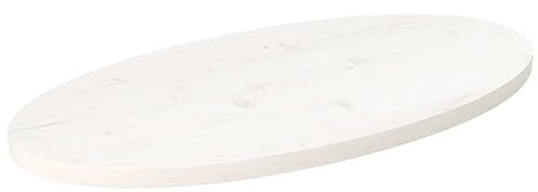 ShGaxin Tischplatte Weiß 80x40x2,5 cm Massivholz Kiefer Oval, Arbeitsplatte, Holzplatte, Schreibtischplatte, Waschtischplatte, Küchenarbeitsplatte 824321