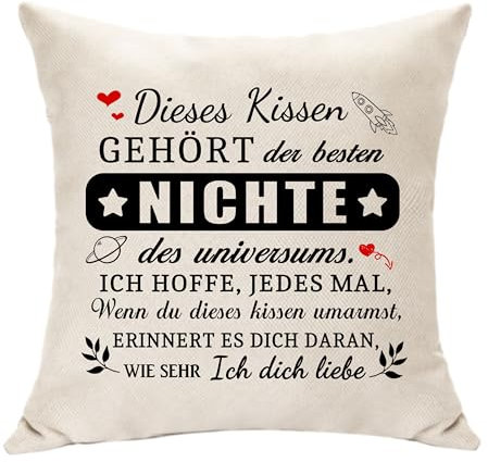 Hasodeo Original Geschenke für Nichte von Tante Onkel - Stolz auf Nichte Kissenbezug - Erinnerung zum Geburtstag, Hochzeit, Dekoration - Kissen Idee