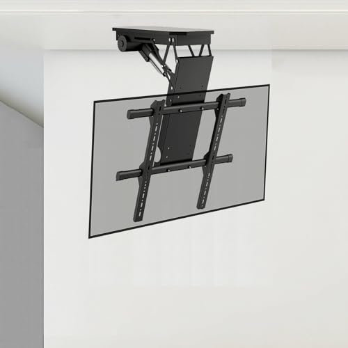 QICBYING Electric TV Ceiling Mount - Tv Wall Mount, Large Flat Ceiling VESA Mount With Remote Control And Switch Control, Fits 50-75/50-90 Inch TVs, 0-85° Flip Down, Easy To Install(50-90inch TV)