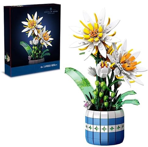 Fleurs D'épiphyllum Ensemble de Construction, Kit de Construction de Fleurs Créatives à Faire Soi-même, Jouets de Construction de Bonsaï Botaniques pour Adultes, Idéal pour L'affichage (835 pièces)