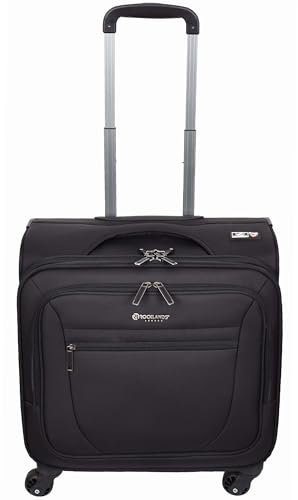 A1 FASHION GOODS Maletín para piloto de 4 ruedas, con múltiples compartimentos, tamaño de cabina, bolsa de viaje de negocios, color negro, Black, Carry-on 18, Funda suave para piloto rodante de