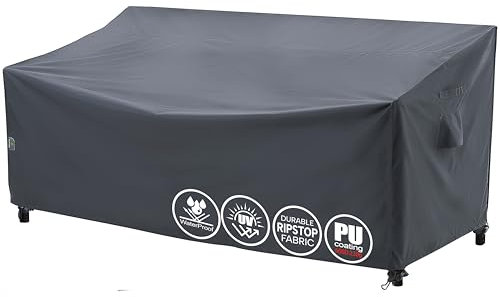 F&J Outdoors Garten Sofa Abdeckung Wasserdicht 147x89x64/89cm Patio Abdeckungen für Outdoor Möbel Gartenbank Abdeckungen 2 Sitzer Hohe Dichte Grau Heavy Duty Stuhl Abdeckung Wetterfest
