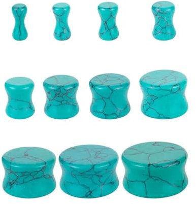 Homxi 22 Pièces 3mm-20mm Piercing Tunnel Plug,Ecarteur Masque Pierre Rond Piercing Oreille Ecarteur Turquoise