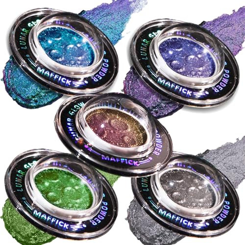 MKNZOME Glitzer Lidschatten 5 Colors, Chamäleon Eyeshadow Highlighter Glitzer Gesicht Glitzer Schminke Augen Make Up Blau Lila Grün, Wasserfest, Langanhaltende, Sternenhimmel Farbeholographic