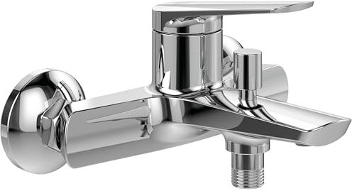 Villeroy & Boch Oasis Badewannenarmatur - Aufputz Mischbatterie Dusche mit Rückflussschutz - Wasserhahn Badewanne mit Strahlregler und Umstellfunktion - langlebige Badarmatur rund - Chrom