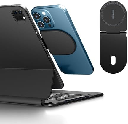 Dexnor Magnetische Handy Ständer für Magic Keyboard, Kompatibel mit Magsafe und Non-Magsafe Telefon, Schlanke Tragbare Faltbare Produktivitätshalterung für iPad/Samsung Magnetic Keyboard Cases-Schwarz