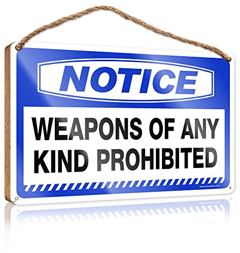 Lustiges Badezimmer-Dekor, Hinweis auf Waffen jeder Art, verbotenes Holzschild, Stranddekoration für Zuhause, Chef, Tagesdekoration (15 x 28 cm)