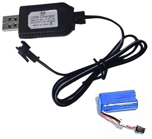 Lithium Battery Charger - Drone Battéry Chargér | RC Airplane Lithium | USB Charger For RC With SM-2P Connector | Portable Charging Cable For Toy Battery With Indicator Light Design