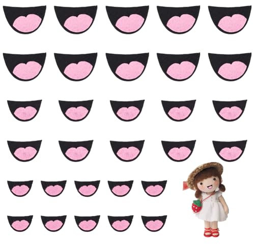 FINGERINSPIRE 30 Stück Filzmund Für Puppen 3 Größen Filz Bastelpuppenmünder Rosa Schwarz Filzmünder Sicherheitsfilzmund Zum Basteln Puppen Teddybär Häkeln Kuscheltiere Plüschtiere Herstellungszubehör