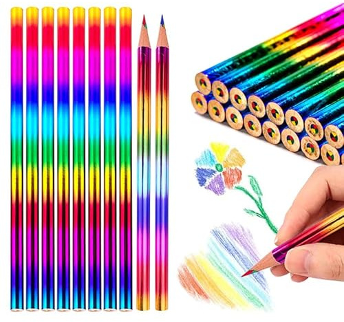 12 Stück Regenbogenstift, Regenbogenstifte Buntstifte Kinder 4 in 1 Farben, Buntstifte für Zeichnen, Skizzieren, Ausmalen für Junge, Mädchen, Mitgebsel Kindergeburtstag, Abschiedsgeschenk Schüler