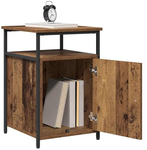 vidaXL Bedside Cabinet Old wood Engineered Wood, Modern Storage Nightstand, Compact Bedside Table, Functional Bedroom Organizer, Rectangular Design with Textured Surface