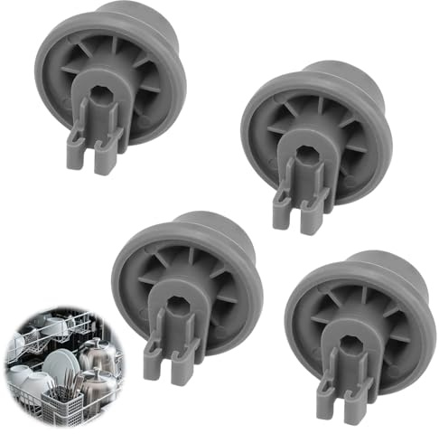 Gdrghe 4PCS Dishwasher Lower Basket Wheels Snap on Replacement Roller Wheels for Bosch Neff Siemens Durable Plastic Dishwasher Wheels for Upper Lower Rack Repair