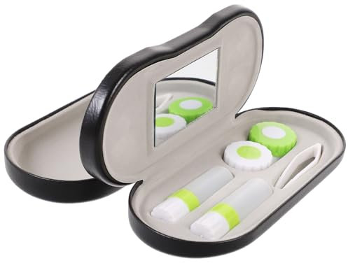ROSENICE Lentes de contacto 2 en 1 Gafas y lentes de contacto Estuche de doble uso portátil para kit de viaje en casa (negro)