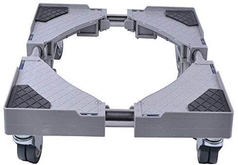 SMONTER Multi-functional Movable Base with 4×2 Locking Rubber Swivel Wheels Mobile Case Roller Dolly for Washing Machine,Dryer and Refrigerator,Grey