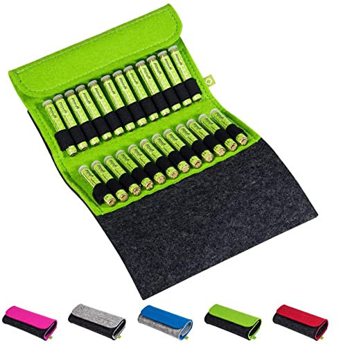 Homöopathische Taschenapotheke, Globuli-Tasche zum Buch Quickfinder Homöopathie (GU) von Dr. Markus Wiesenauer, gefüllt mit 24 Globuli-Röhrchen (Glas), aus echtem Filz (grün)