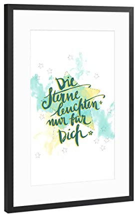 artboxONE Poster mit Rahmen Schwarz (Metallic) 30x20 cm Die Sterne leuchten nur für Dich von Sylvie Wagner