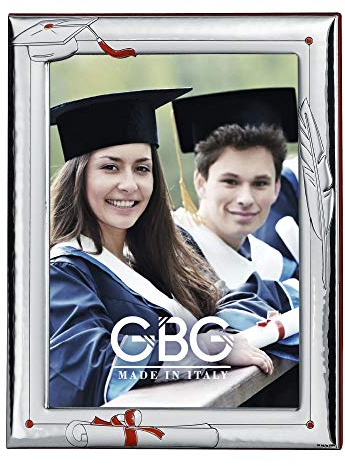 Cornice Laurea Portafoto in Argento Smaltato a Mano cm 13x18