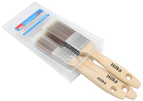 Hilka Tools 78710303 Wooden Synthetic Bristle Paint Brushes, Brown, Set of 3 Piece