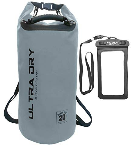 Premium Waterproof Bag, Sack with phone dry bag and long adjustable Shoulder Strap Included, Perfect for Kayaking/Boating/Canoeing/Fishing/Rafting/Swimming/Camping/Snowboarding (gray, 20 L)