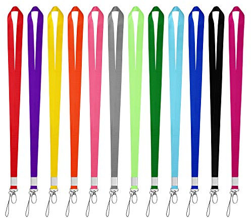 MaoXinTek Schlüsselband Umhängeband Lanyards Nylon Ausweishalter Kartenhülle mit Abnehmbarer Gürtelschnalle 12 Stück Ausweishülle für Mobile Handys, Schlüssel, Büro ID Karte (47cm, 12 Mehrfarbig)